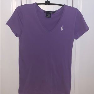 Purple V-neck shirt
